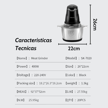 TRITURADOR DE ALIMENTOS SOKANY / 2.0L / (SK-7020)